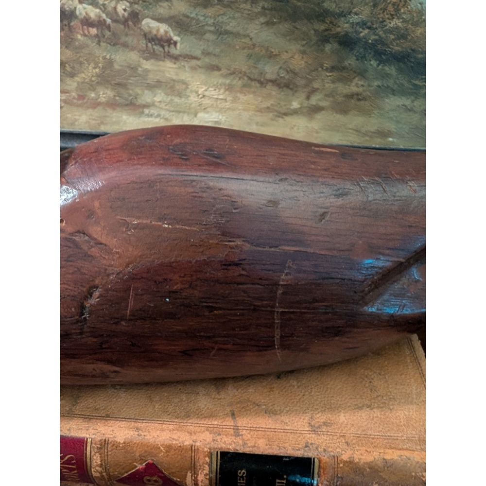 Vintage Hand Carved Solid Wood Duck Decoy Rustic Primitive Cabin Decor 15x4 - Picture 7 of 12